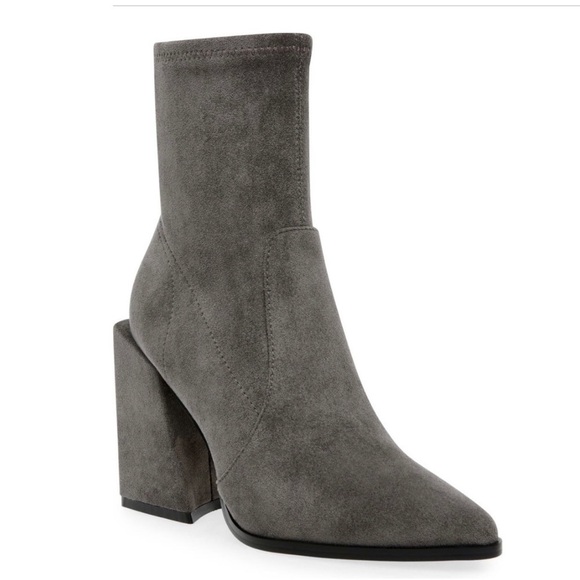 New Steven New York by Steve Madden Taite Pointed Toe Booties in Gray Faux Suede - Picture 1 of 11
